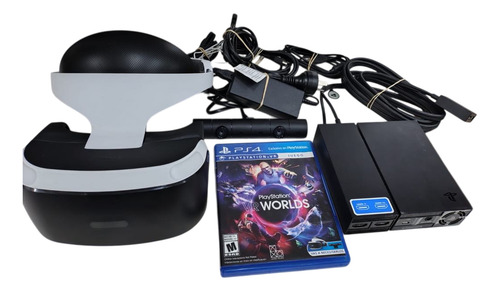 Casco Vr Playstation 4 + 2 Controles Move + Juego Vr Worlds Blanco (Usado)