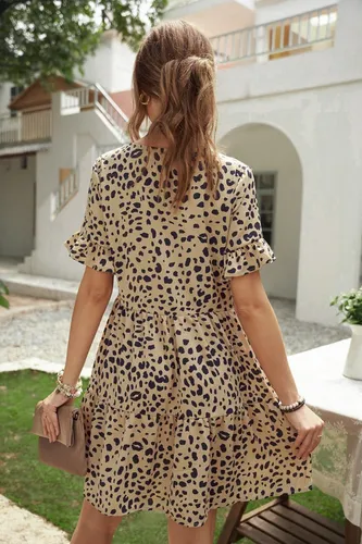 Vestido Coctel Animal Print Estampado Leopardo