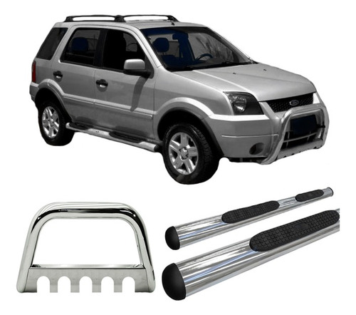 Kit Quebra Mato+estribo Ecosport Até 2012 Cromado