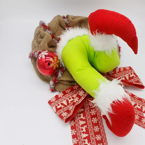 Corona De Felpa Navideña Grinch Para Decoración De Puerta