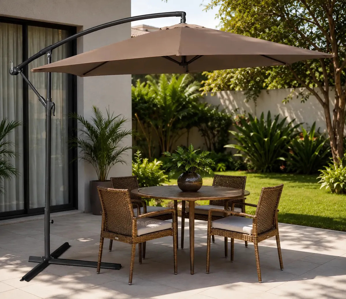 Ombrelone Guarda Sol Praia Jardim Piscina 3 Metros Lateral Bege Lisa