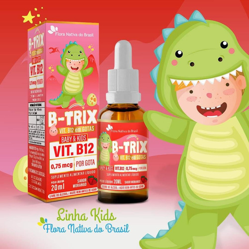 Kit 5x B-trix Vit B12 Em Gotas Kids 20ml Sabor Morango Flora