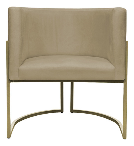 Kit 2 Poltronas Recepção Luna Suede Base Ferro Champagne Cor Nude Desenho Do Tecido Liso