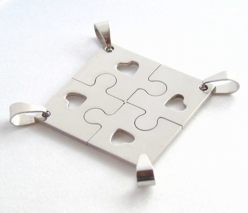 Imagen 5 de 8 de Dije Acero Quirúrgico 4 Partes Amistad Grabado + Cadenas X4u