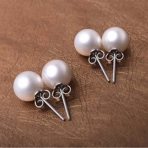 Pendientes De Perla Cultivada Blanca Natural De 10 Mm