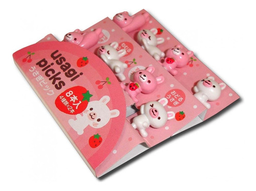 Cutezcute Bento 3d Alimentos Pick  8-piece  Conejo  Rosado/b