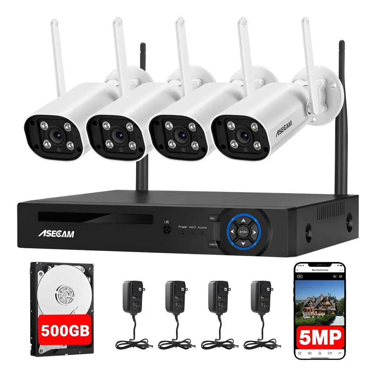 Kit 4 Cámaras De Seguridad Wifi 5mp Exterior Con Audio Nvr