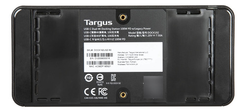 Targus Estación De Acoplamiento Universal Dv4k Usb-c Con Suministro De Energía De 100 W