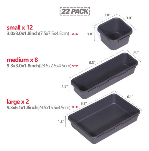 Set Of 22 Interlocking Desk Drawer Organizer Tray Divider Aa