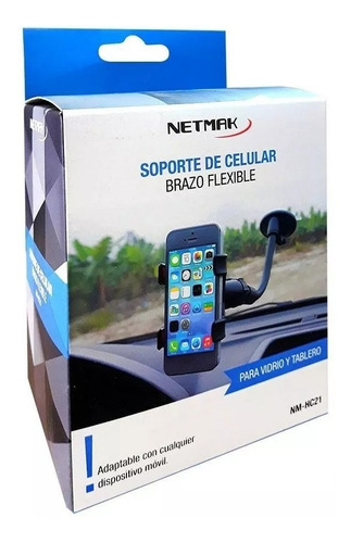 Imagen 2 de 3 de Soporte De Celular Brazo Flexible Vidrio Y Tablero Netmak