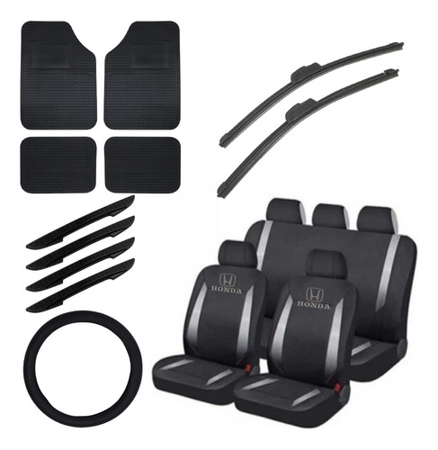 Cubreasiento Tela Plateado Honda+ Juego Alfombras + Regalos 