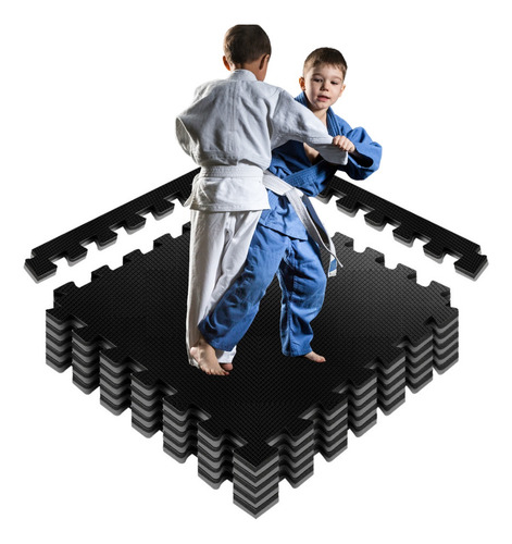Tapete Tatame 1x1 20mm Bicolor- Preto E Cinza
