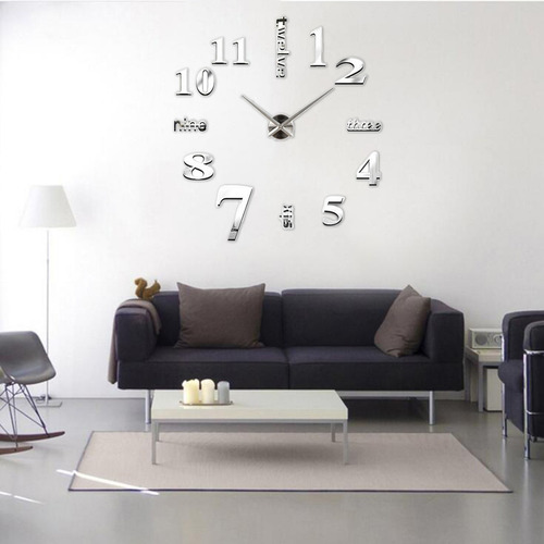 Diy Reloj De Pared, Pegatinas De Superficie De Espejo 3d