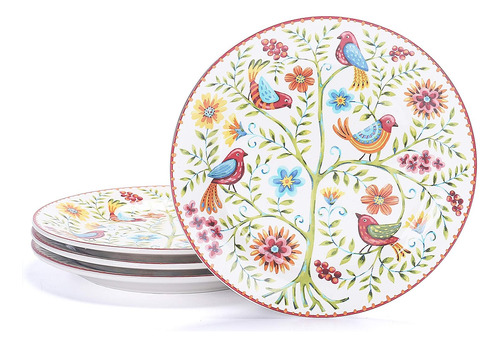 Set Platos 4 Pzs Cerámica Aperitivo 22.2 Cms Redonda
