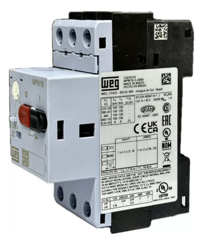Disjuntor Motor Original Weg Mpw18 2,5-4a Novo