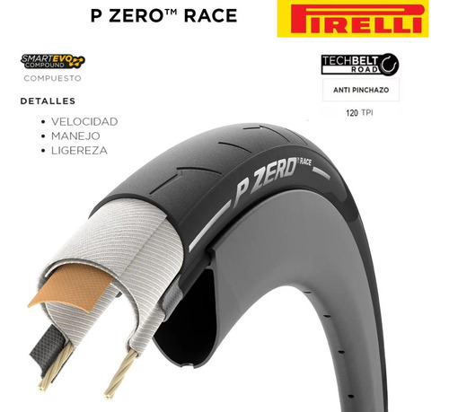 Llanta De Bicicleta Pirelli P Zero Race 700x26c Classic Color Negro/Café