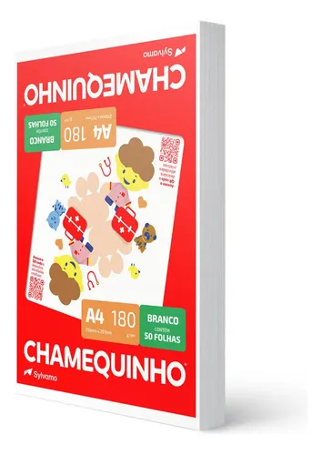 Papel Sulfite A4 Chamequinho 180g/m² Branco 50 Folhas