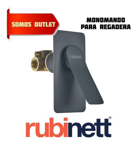 Rubinett Monomando D Pared Para Regadera Negro Mate Original