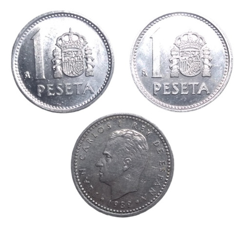  Monedas España 1 Peseta Aluminio 3 Pzas Años 80´s Envio $60