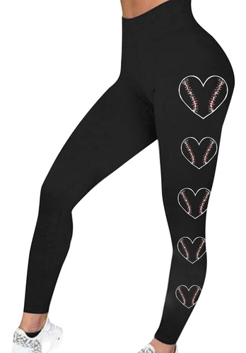 Leggings Elásticos Con Estampado De Béisbol Q Pants, A La Mo