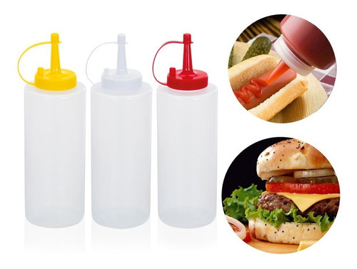 3 Bisnaga Para Ketchup, Maionese, Mostarda E Molhos 200 Ml