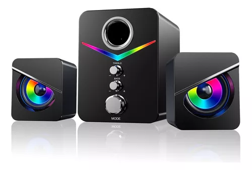 Altavoces para ordenador,Altavoces Bluetooth para PC,Altavoces dinámicos  RGB para PC Gaming con 9 modos de LED de colores,Altavoces subwoofer USB  para portátil con cable aux de 3,5 mm para monitor : 