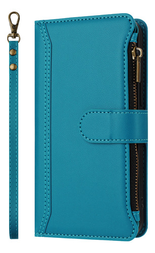 Funda Tipo Cartera De Piel Con Cierre De 9 Ranuras Para Huawei Nova Y70/y90, 6 Colores, Función Atril, Desmontable, Correa De Muñeca
