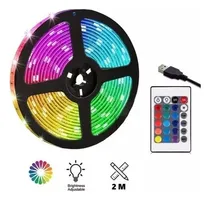 Comprar Kit Tira Luz Led Rgb 2m Tv Pc Control Remoto Exterior Tuning