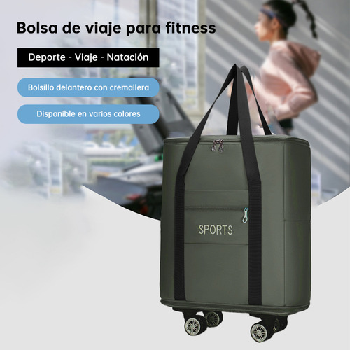 Maleta Deportiva Viaje Bolsa Mochila Gym Duffel Con Ruedas Verde