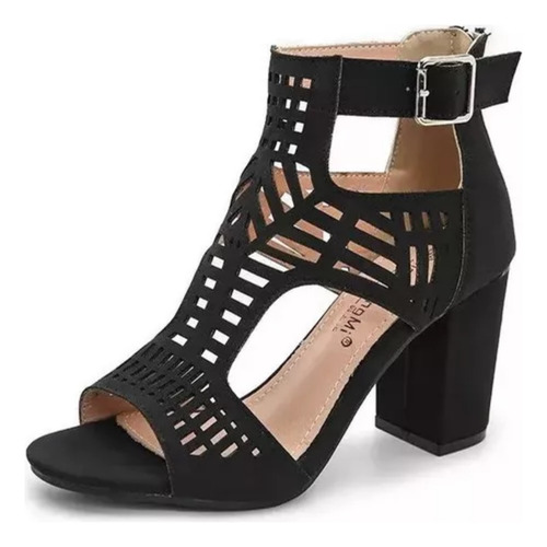 Sandalias De Tacón Grueso A La Moda Con Tacón Grueso Y Hueco