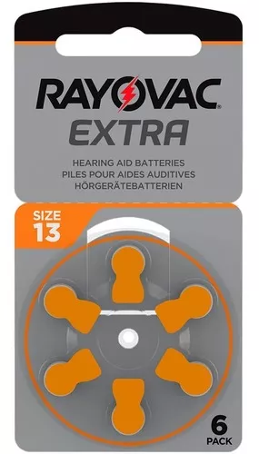 6 X Pilas Audifono Rayovac 13 Pr48 Extra Advanced Naranja Audiologia