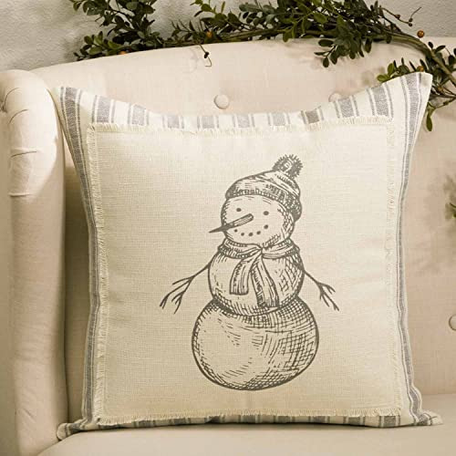 Sketched Snowman Throw Pillow Cover, 18  L X 18  W, Pri...