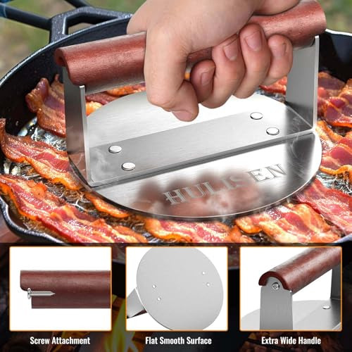 Hulisen Burger Smasher, Prensa De Acero Inoxidable Para Hamb
