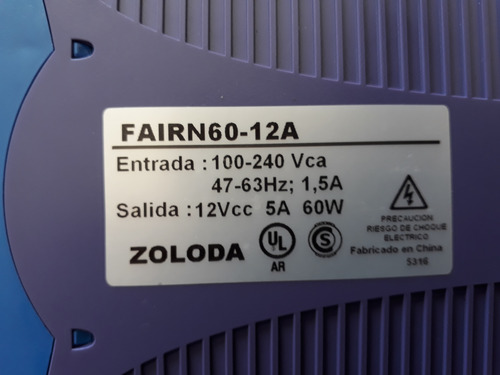 Fuente De Alimentacion Zoloda Fairn60-12a