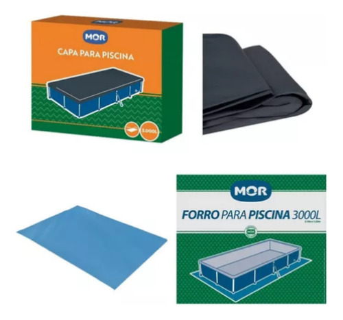 Kit Capa + Forro P/ Piscina Standard 3000 Litros Mor