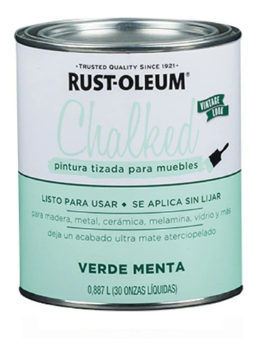 Pintura Esmalte Rust-oleum 0.9 Lt. Chalk Verde Menta Tiza