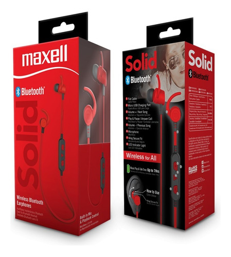 Bt-100 Audifonos Rojos Manos Libres Bluetooth Maxell In-ear