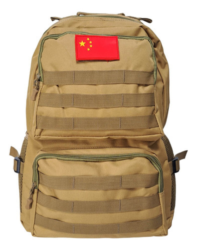 Mochila 30l Impermeável Viajem Trilha Caqui Bolso Lateral