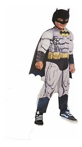 Dc Batman Muscle Chest Costume 2t-3t Grey, B07kdkvy9w1