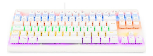 Teclado gamer Redragon Dark Avenger K568 QWERTY português Brasil cor lunar white com luz rainbow