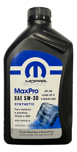 Kit 6 Óleo De Motor Mopar Maxpro 5w30 Sintético Api Sn