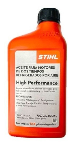 Aceite De Motor Stihl Para Motores 2t Alto Rendimiento 946ml