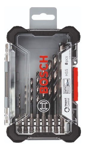 Imagen 3 de 10 de Set Brocas Acero Rápido Hss Impact Control Bosch 8 Unidades