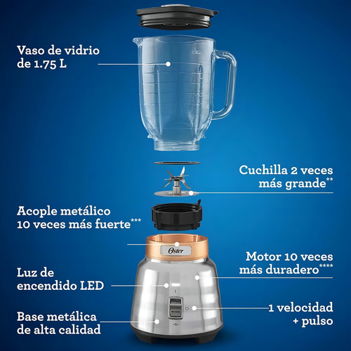 Licuadora Osterizer 1 Velocidad, Vaso De Vidrio 2142359