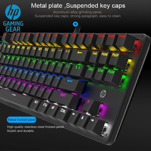 Teclado Mecánico Gamer HP GK200 Alámbrico USB RGB Teclas Anti-Ghosting Español