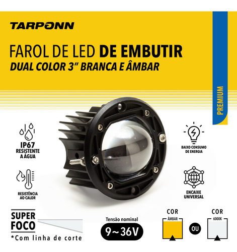 Farol Angel Eye Duas Cores De Embutir Led Off Road Tarponn