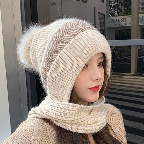 Gorro De Invierno Para Mujer, Gorro De Lana, Bufanda, Chal