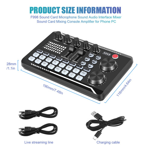Tarjeta De Sonido F998 Micrófono Interfaz De Audio De Sonido