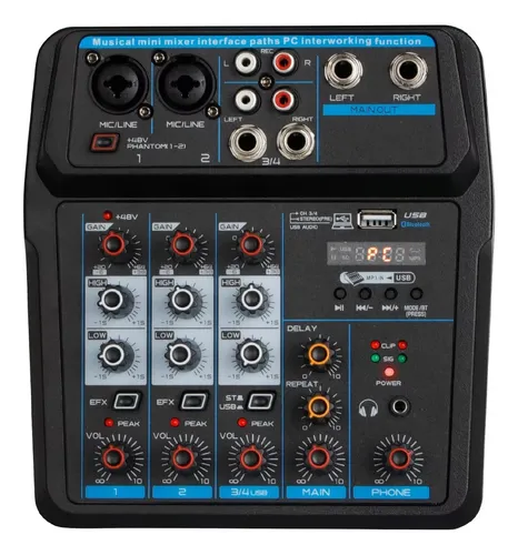 comprar Consola Mixer 4 Canales Mivic's Bluetooth Phantom Power Usb