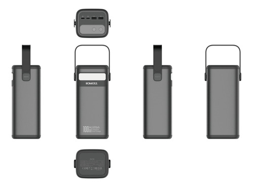 100w Power Bank 60000mah Cargador Portatil Carga Rápida 2 type-C Marca Romoss Modelo PMT60 Color Negro incluye 2USB